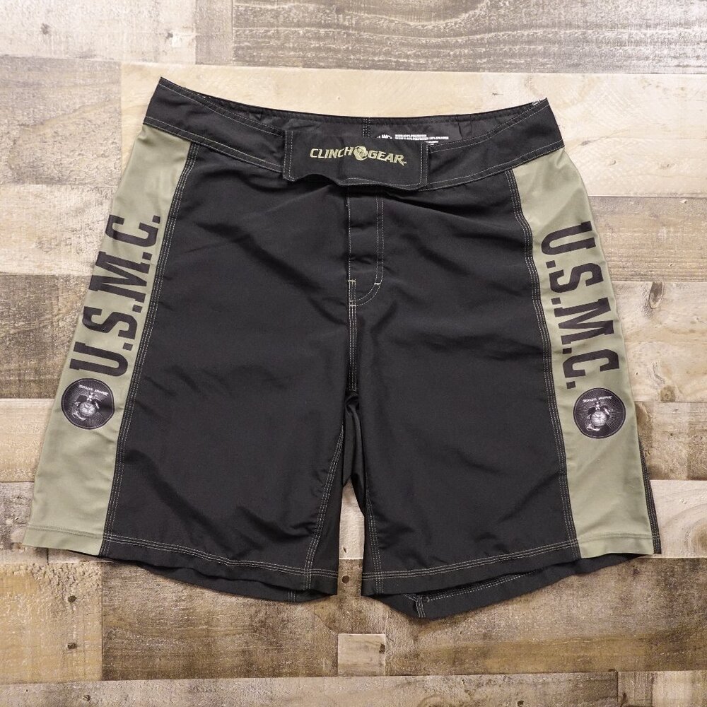 Clinch Gear U.S.M.C.‎ Fight Shorts Men’s Size 36 Black Green MMA Training